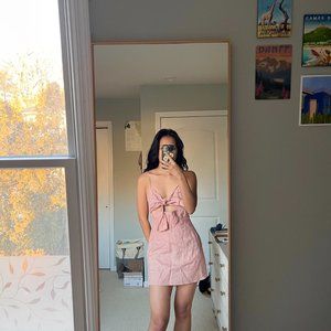 Reformation Pink Tie-Front Mini Dress